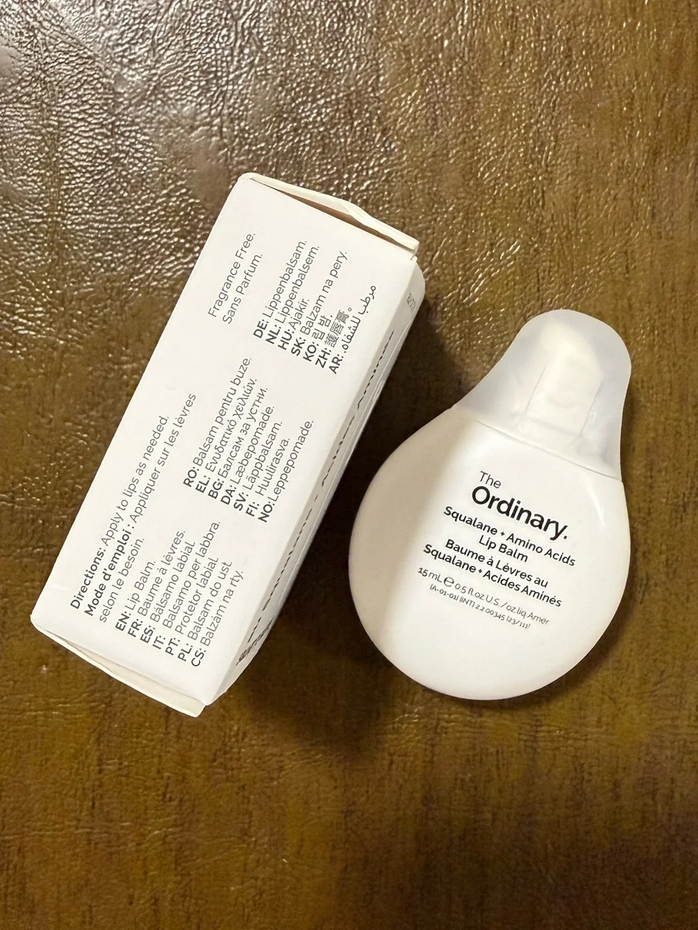 The Ordinary Squalane + Amino Acids Lip Balm 0.5fl.oz./15ml Full Size